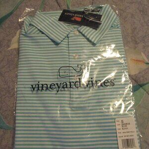 new with tags vineyard vines men's small andros blue stripped shirt
